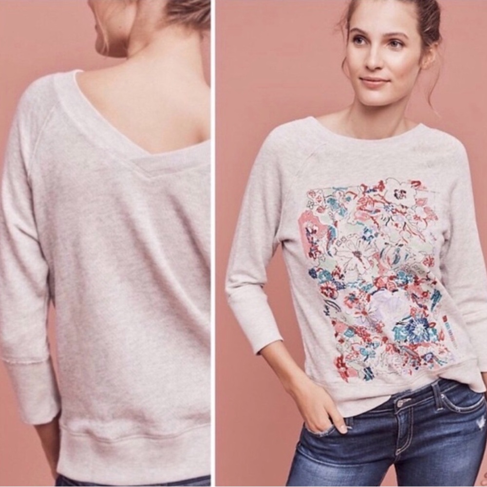 Anthropologie Postmark Floral Sweatshirt